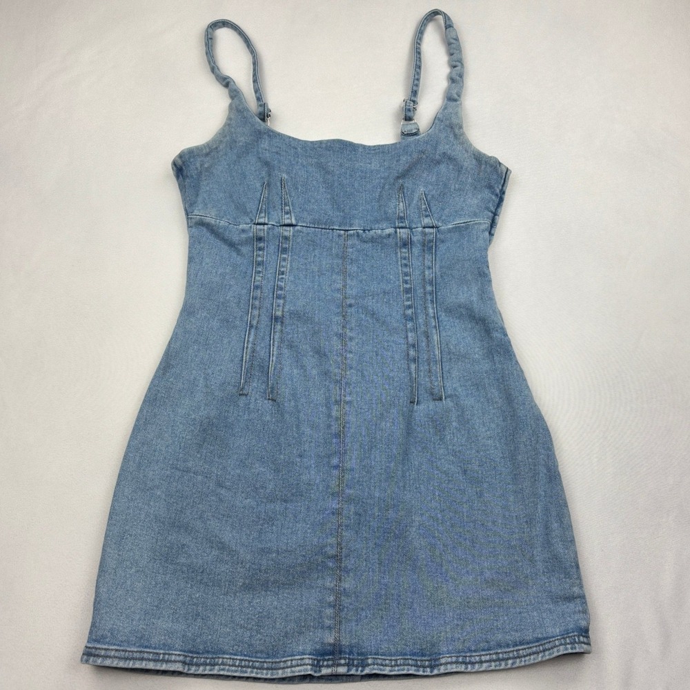 BDG Urban Outfitters Dress Womens Small Blue Denim Corset Mini Pinafore Retro